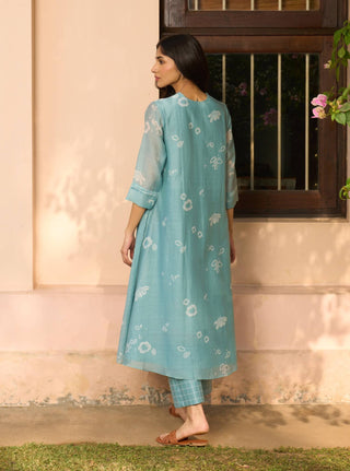 Powder blue floral tunic and pants