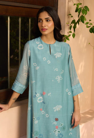 Powder blue floral tunic and pants