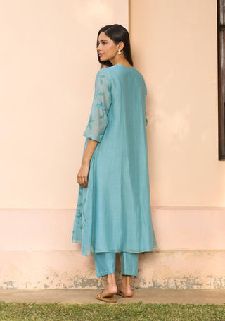 Powder blue embroidered tunic and pants