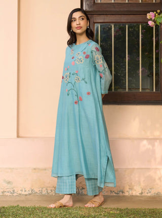 Powder blue applique tunic and pants
