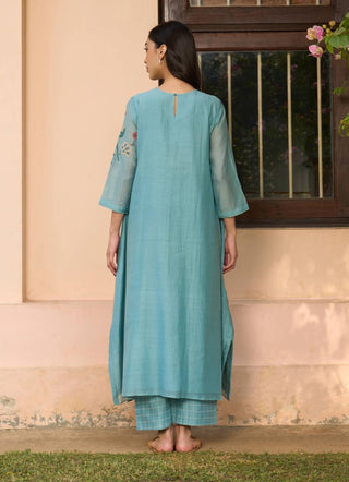 Powder blue applique tunic and pants