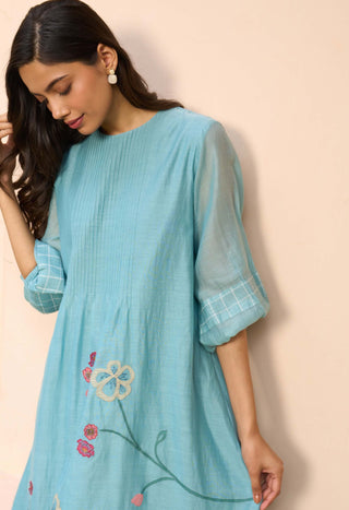 Powder blue applique dress