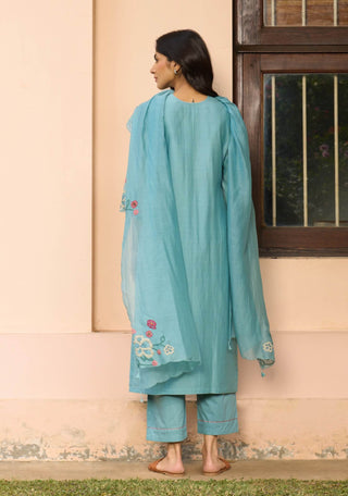 Powder blue applique kurta set