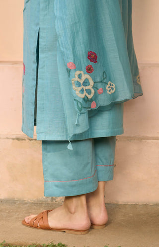 Powder blue applique kurta set