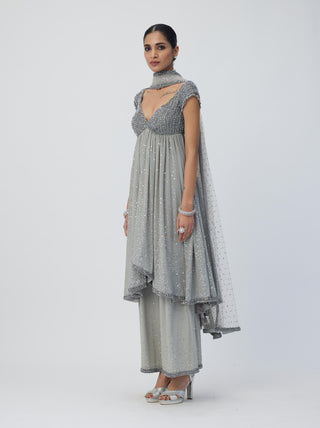 Crystal Gray Kurta Set by Vvani By Vani Vats available on Indiaspopup.com