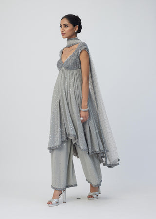 Crystal Gray Kurta Set by Vvani By Vani Vats available on Indiaspopup.com