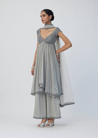 Crystal Gray Kurta Set by Vvani By Vani Vats available on Indiaspopup.com