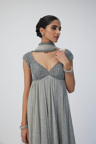 Crystal Gray Kurta Set by Vvani By Vani Vats available on Indiaspopup.com