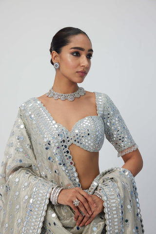 Silver shimmer organza  lehenga set