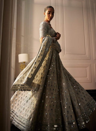 Silver shimmer organza  lehenga set