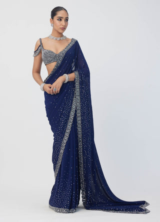 Deep blue sequins embroidered lehenga set