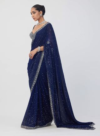 Deep blue sequins embroidered lehenga set