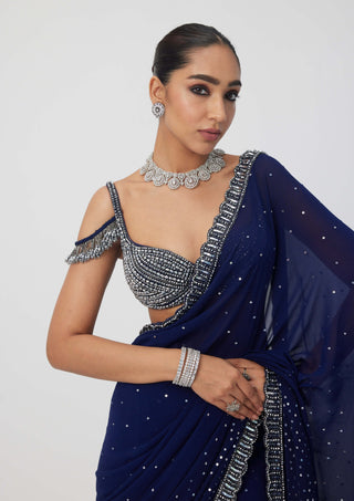 Deep blue sequins embroidered lehenga set