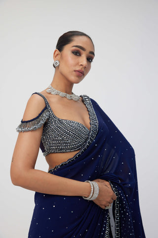 Deep blue sequins embroidered lehenga set