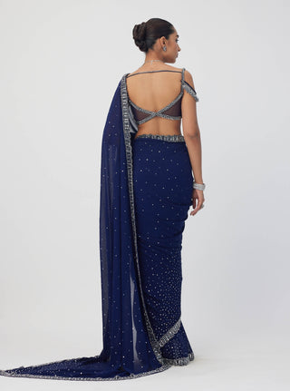 Deep blue sequins embroidered lehenga set