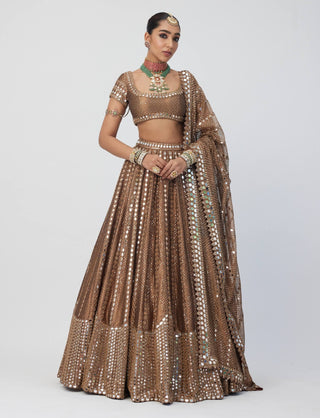 Copper shimmer organza sequins lehenga set