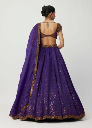 Royalty Purple Sequins Scattered Lehenga Set by Vvani By Vani Vats available on Indiaspopup.com