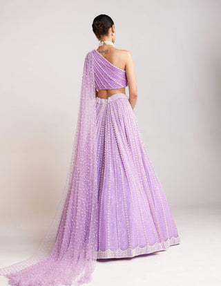 Vvani By Vani Vats-Lilac Pearl Embellished Lehenga Set-INDIASPOPUP.COM