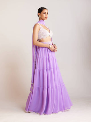 Vvani By Vani Vats-Lilac Heavily Embellished Sharara Set-INDIASPOPUP.COM