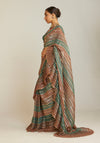 Vvani By Vani Vats-Mud Green Pre-Draped Sari And Blouse-INDIASPOPUP.COM