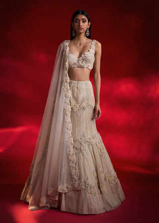 Vesper Ivory Fish Cut Lehenga Set by Charu & Vasundhara available on Indiaspopup.com