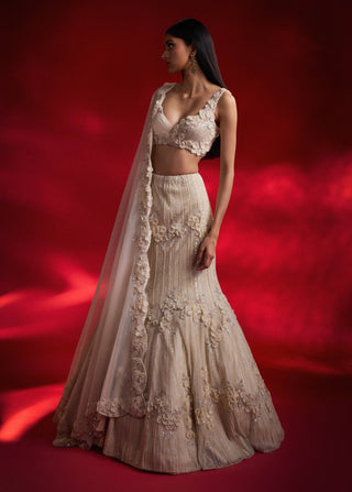 Vesper Ivory Fish Cut Lehenga Set by Charu & Vasundhara available on Indiaspopup.com