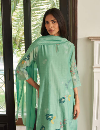 Mint applique kurta set