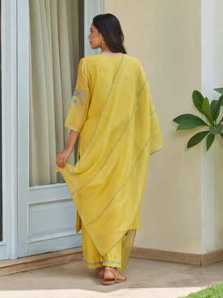 Daffodil applique embroidered kurta set