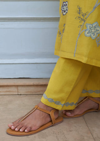 Daffodil applique embroidered kurta set