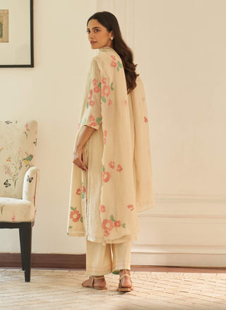 Ecru applique kurta set