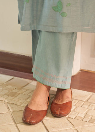 Sky floral applique kurta set