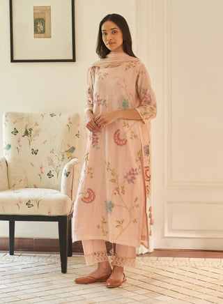 Magnolia applique embroidered kurta set