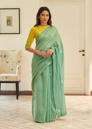 Mint floral sari and blouse