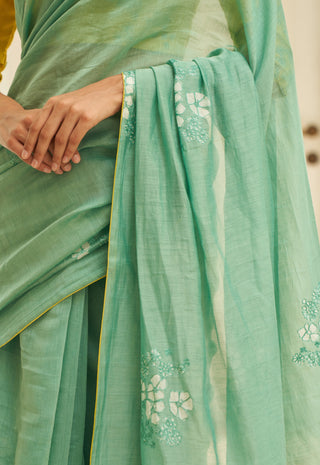 Mint floral sari and blouse