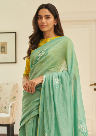 Mint floral sari and blouse