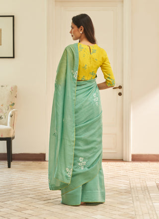 Mint floral sari and blouse