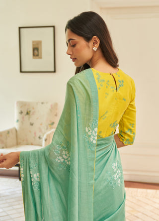 Mint floral sari and blouse