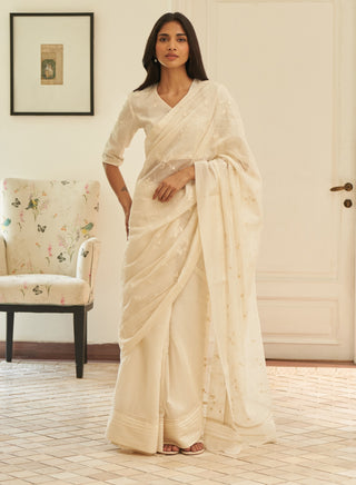 Swan embroidered sari and blouse