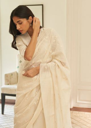 Swan embroidered sari and blouse