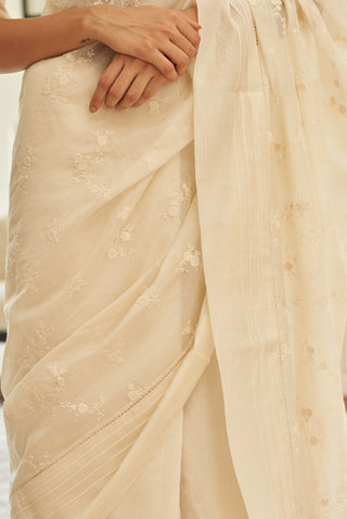 Swan embroidered sari and blouse