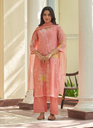 Peony floral kurta set