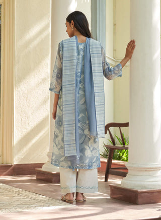 Powder blue printed kurta set