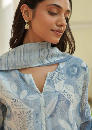 Powder blue printed kurta set