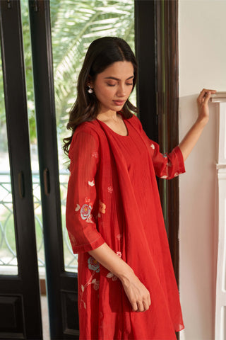 Poppy applique jacket dress