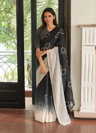 Noir floral sari and blouse