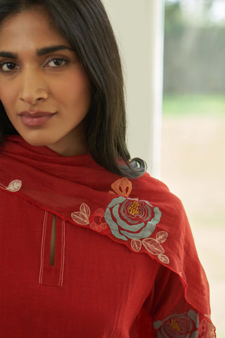 Poppy floral applique kurta set
