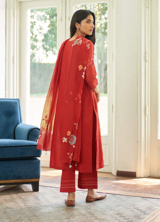 Poppy floral applique kurta set