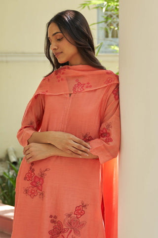 Hibiscus applique kurta set