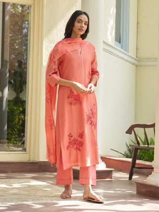 Hibiscus applique kurta set
