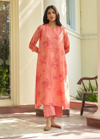 Hibiscus floral embroidered tunic and pants